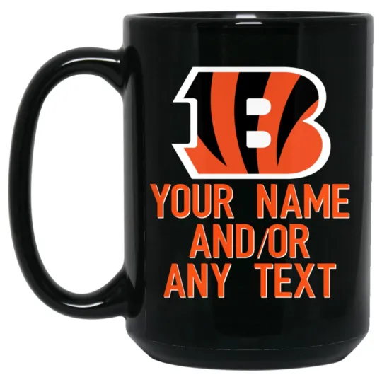 Discover Custom Personalized Cincinnati Bengals Black Ceramic Coffee Mug Cup