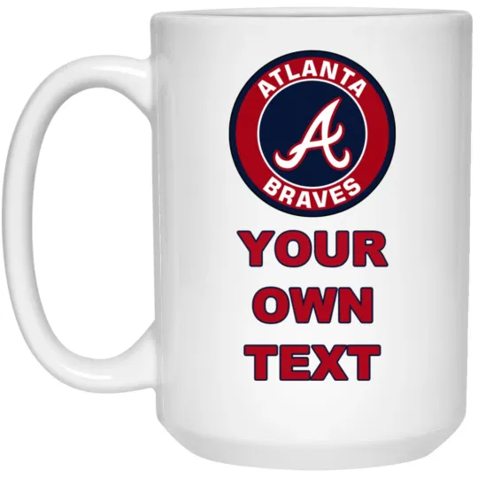 Custom Personalized Atlanta Braves Logo V1 White Ceramic Coffee Mug Cup