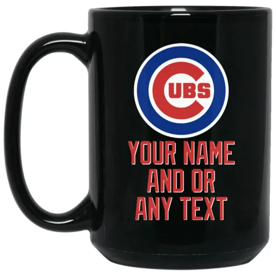 Custom Personalized Chicago Cubs Logo BlackCeramic Coffee Mug Cup