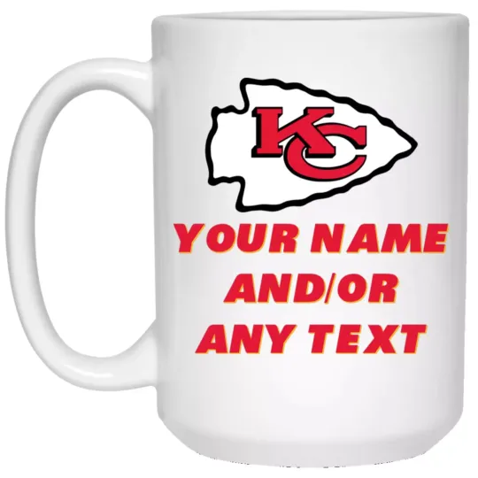 Custom Personalized Kansas City Chiefs White Ceramic Coffee Mug Cup