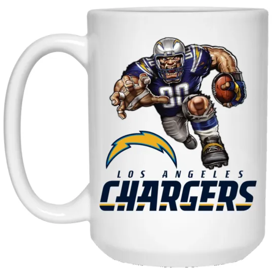Discover Los Angeles Chargers Boltman Player Mascot White Ceramic Coffee Mug Cup