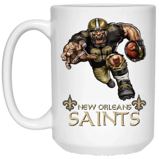 New Orleans Saints Logo Player White Ceramic Coffee Mug Cup