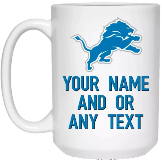 Custom Personalized Detroit Lions White Ceramic Coffee Mug Cup