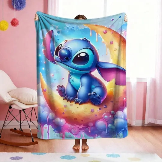 Discover DISNEY Happy LIlo STitchFleece Blanket,Bed,Sofa