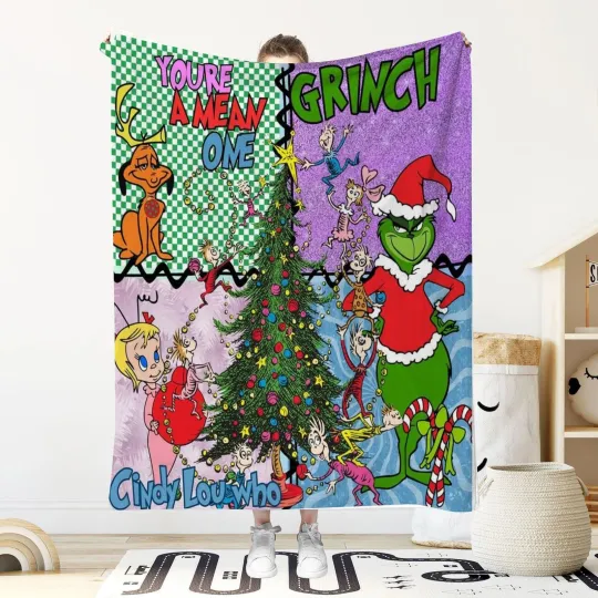 Discover Disney Xmas Holiday Christmas Grin  Disneyland Fleece Blanket