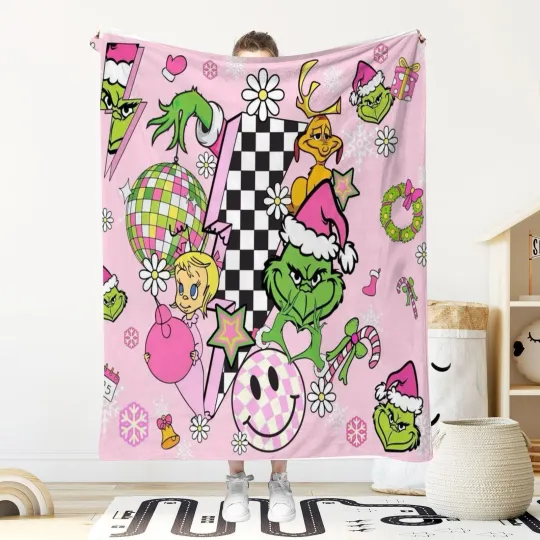 Discover Disney Holiday Christmas Disneyland Grin Xmas Fleece Blanket