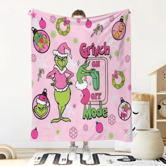 Discover Disney Holiday Christmas Disneyland Grin Print Fleece Blanket