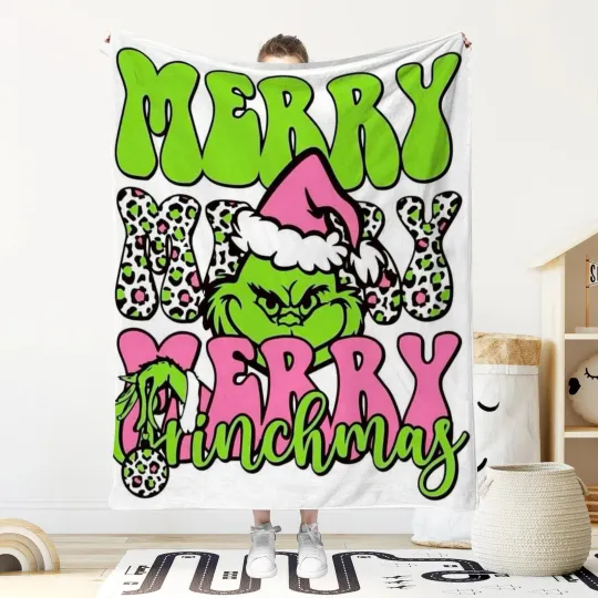 Discover Disney Christmas Disneyland Grin Print Holiday Fleece Blanket