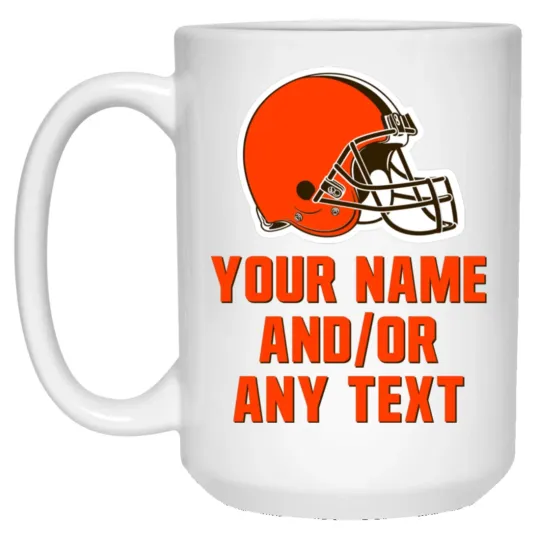 Custom Personalized Cleveland Browns White Ceramic Coffee Mug Cup