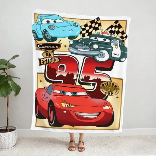 Discover DISNEY Cute  L.Ightning McQueen Fleece Blanket,Bed,Sofa 7