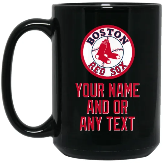 Custom Personalized Boston Red Sox Logo v2 Black Ceramic Coffee Mug Cup