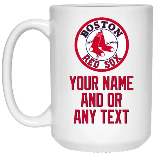 Custom Personalized Boston Red Sox Logo v2 White Ceramic Coffee Mug Cup
