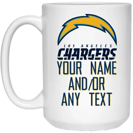 Discover Custom Personalized Los Angeles Chargers White Ceramic Coffee Mug Cup