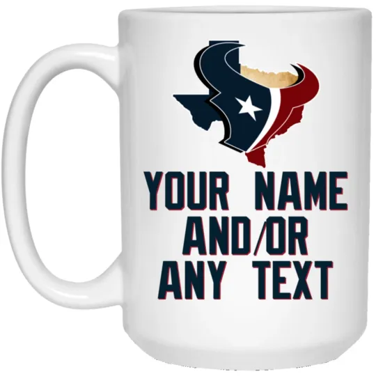Discover Custom Personalized Houston Texans State-Logo White Ceramic Coffee Mug Cup