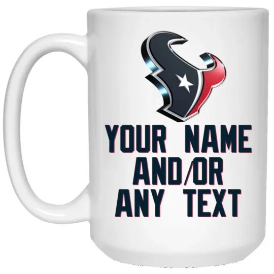 Discover Custom Personalized Houston Texans 3D Logo White Ceramic Coffee Mug Cup