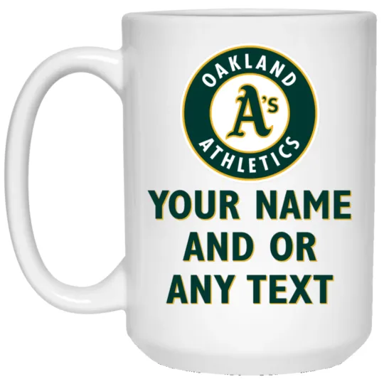 Custom Personalized Oakland Athletics A's White Ceramic Coffee Mug Cup