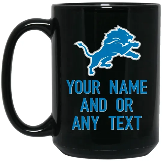 Discover Custom Personalized Detroit Lions Black Ceramic Coffee Mug Cup