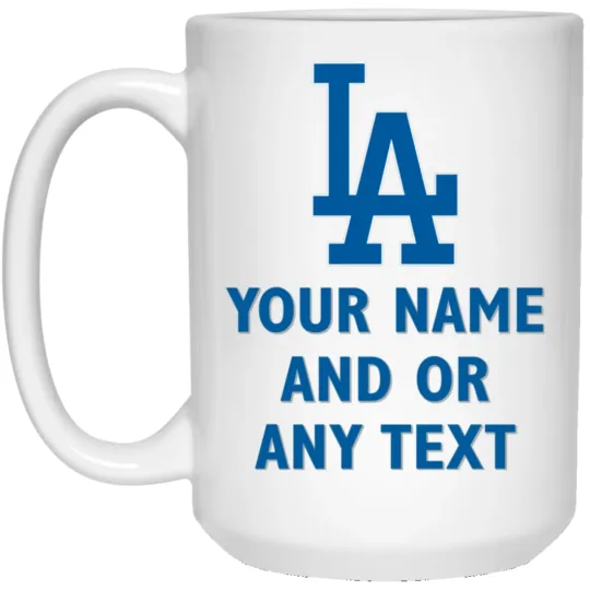 Custom Personalized Los Angeles Dodgers Logo White Ceramic Coffee Mug Cup