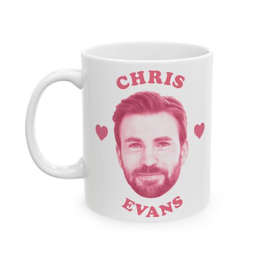 Discover Chris Evans Pink heart mug, Chris Evans Mug