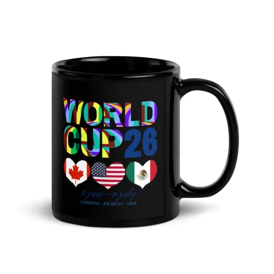 Discover World cup soccer 2026 North America Black Glossy Mug
