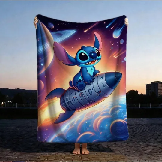Discover DISNEY Stitch Space  Fleece Blanket,Bed,Sofa 5