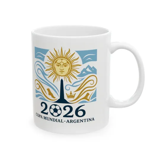 Discover World Cup Argentina 2026 Ceramic Mug, Soccer Fan Gift, Football Lover Cup,