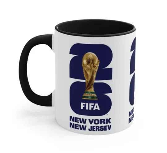 Discover World Cup 26 NY NJ Inspired Accent Ceramic Coffee Mug Soccer Fan