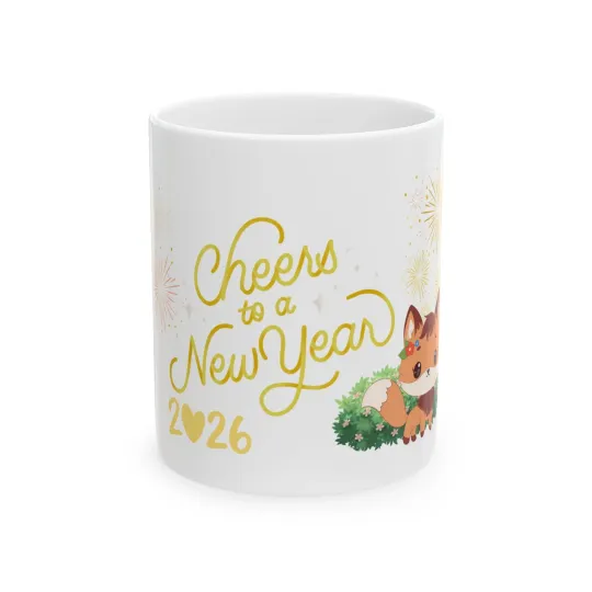 Discover Cheers to a New Year 2026 Fox Mug | New Year Celebration Ceramic Mug