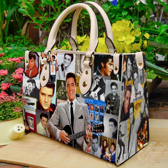 Discover Vintage Elvis Presley Women’s Leather Handbag, Custom Leather Shopping Bag