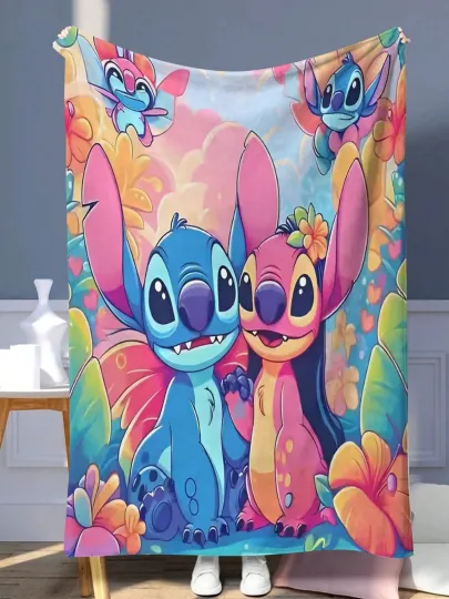 Discover DISNEY  A Cute Stitch Fleece Blanket,Bed,Sofa 4