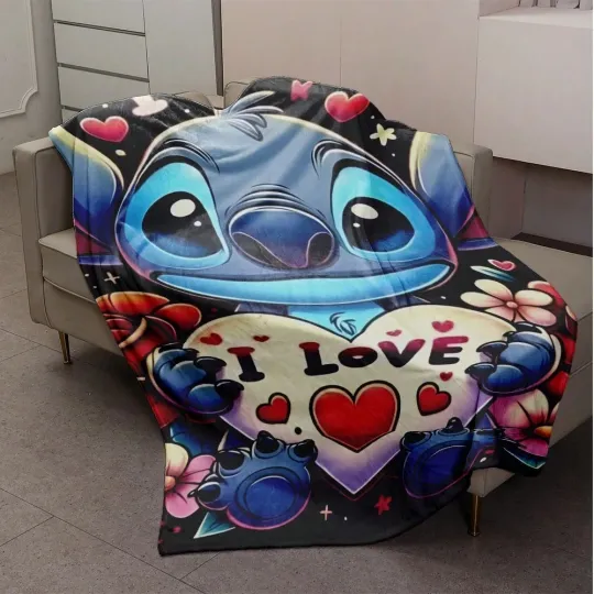 Discover DISNEY I Love Stitch Fleece Blanket,Bed,Sofa 5