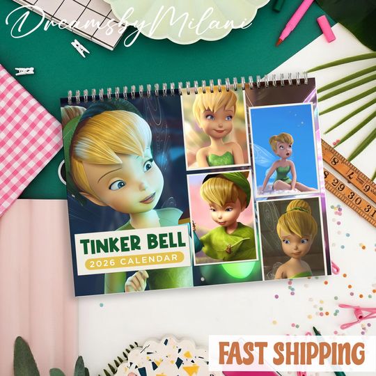 Discover Tinker Bell Disney 2026 Calendar, Tinker Bell Disney Calendar Monthly Wall Calendar, 2026 Calendar Tinker Bell Disney Size 8.5" x 11"