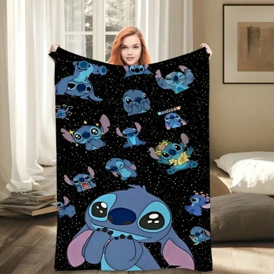 Discover DISNEY  A Cute Stitch Fleece Blanket,Bed,Sofa 2