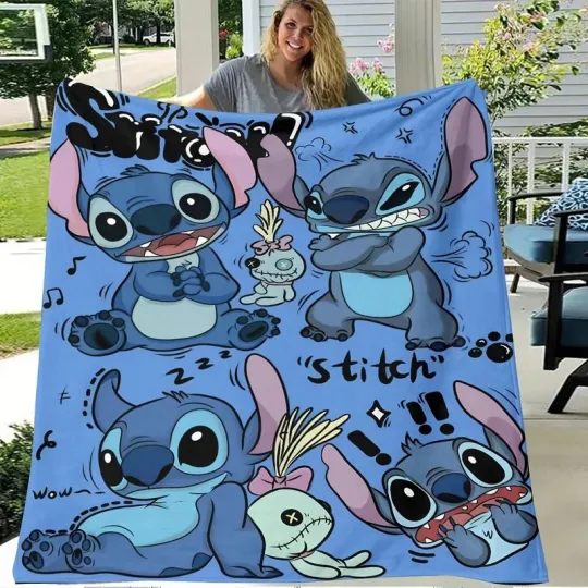 Discover DISNEY  A Cute Stitch Fleece Blanket,Bed,Sofa