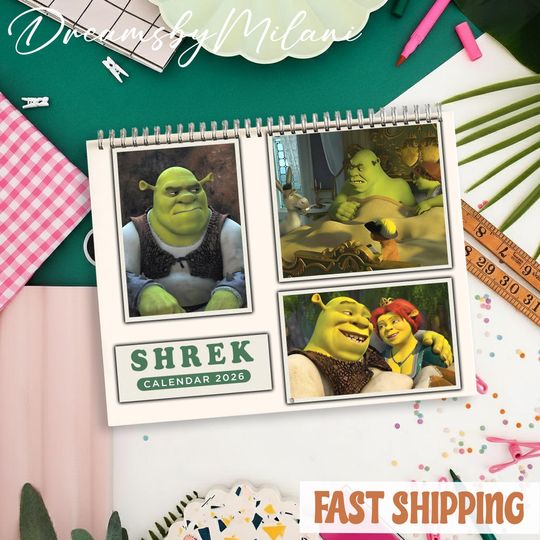 Discover Shrek 2026 Calendar, Shrek Monthly Wall Calendar, 2026 Shrek Calendar Size 8.5" x 11"