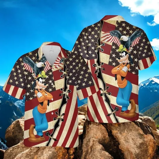 Discover Goofy Dog Disney US Flag Patriot Day Disney Hawaiian Shirt