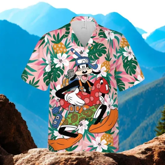 Discover Goofy Dog The Diver Disney Cartoon Graphics Goofy Hawaiian Shirt