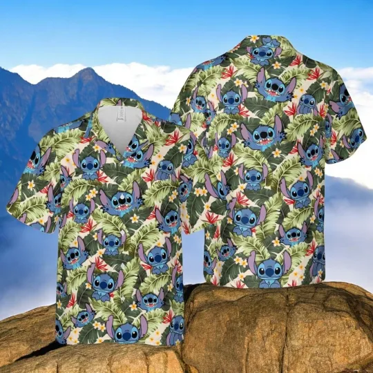Discover Cute Disney Stitch Button Up Shirts Disney Hawaiian Shirt