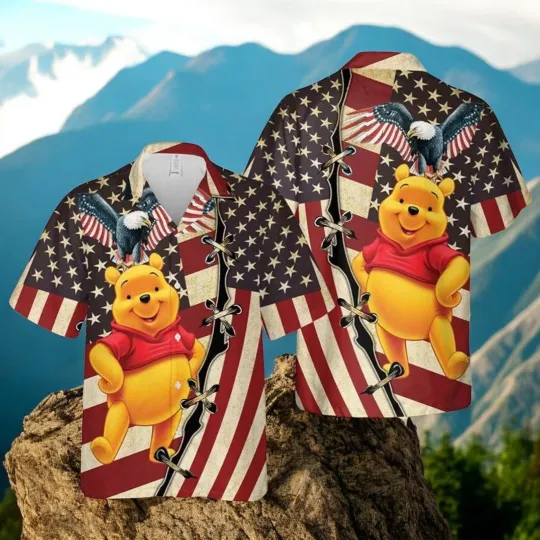Discover Winnie The Pooh Disney US Flag Patriot Day Disney Hawaiian Shirt