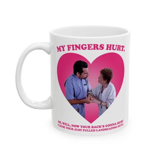 Ben Stiller - My fingers hurt mug, Adam Sandler mug, Adam Sandler 90's Comedy mug