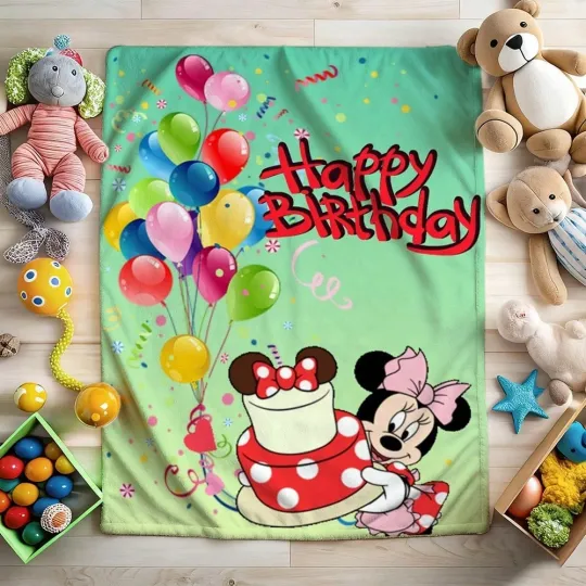Discover DISNEY Minnie Birthday  Fleece Blanket,Bed,Sofa 11