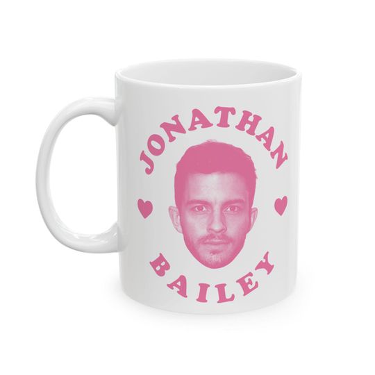 Jonathan Bailey pink heart mug, Jonathan Bailey Mug