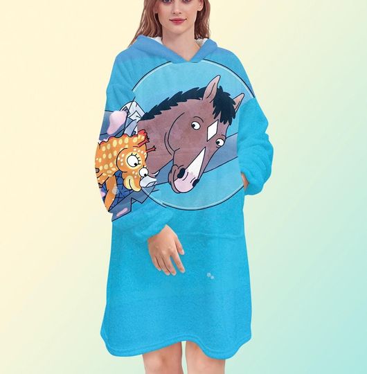 Discover BoJack Horseman Blanket Hoodie, Oversized Fleece Sweatshirt, Unisex Gift