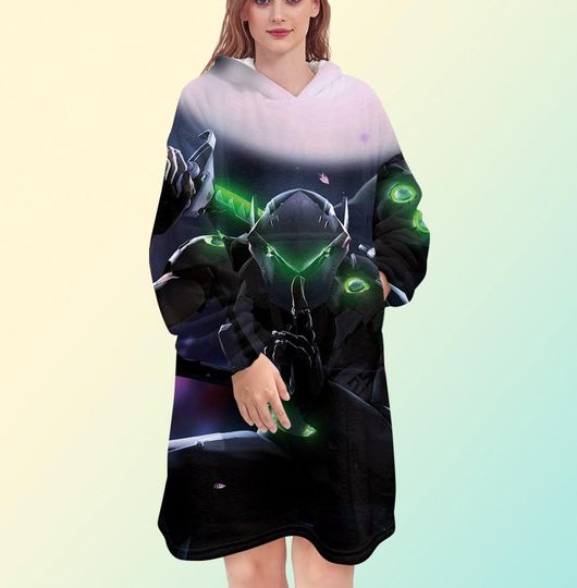 Overwatch 2 Genji Blanket Hoodie Oversized Fleece Sweatshirt