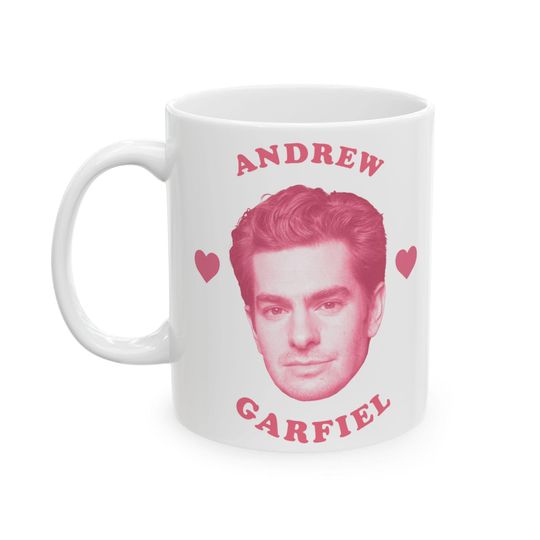 Andrew Garfield pink heart mug, Andrew Garfield mug