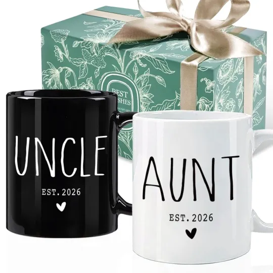 Discover New Aunt & Uncle Coffee Mug Gifts First Time 2026, Promoted to Aunt & Uncle 2...