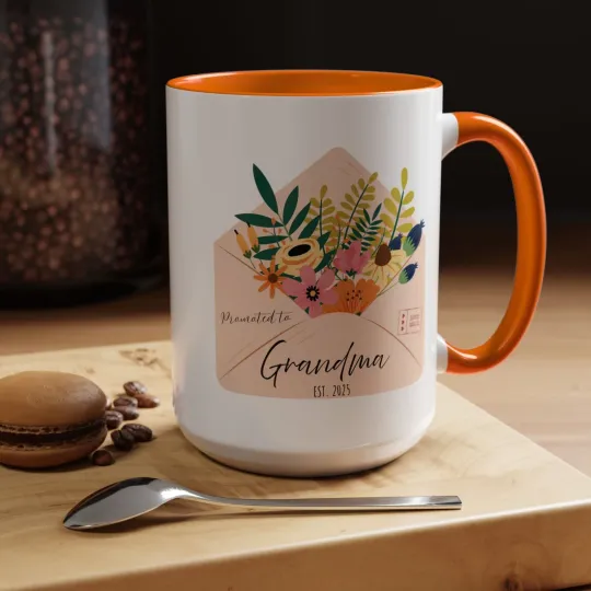 Discover Grandma Personalized Ceramic Mug, First Time Grandma Christmas Gift, 2025 2026
