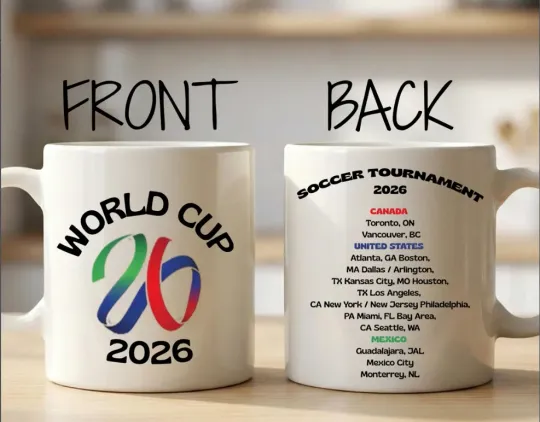 Discover 2026 Host Cities Ceramic Coffee Mug USA Canada Mexico Soccer Fans