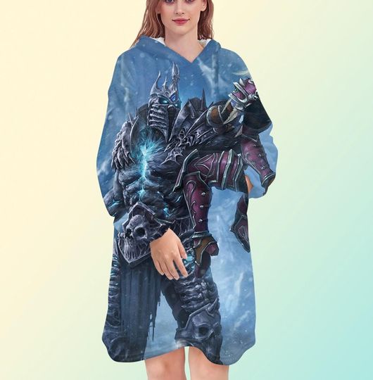 World of Warcraft Lich King Blanket Hoodie Unisex Oversized Fleece Sweatshirt