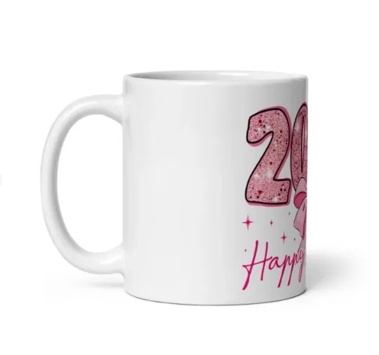 Discover White glossy mug  With Coquette Happy New Year 2026